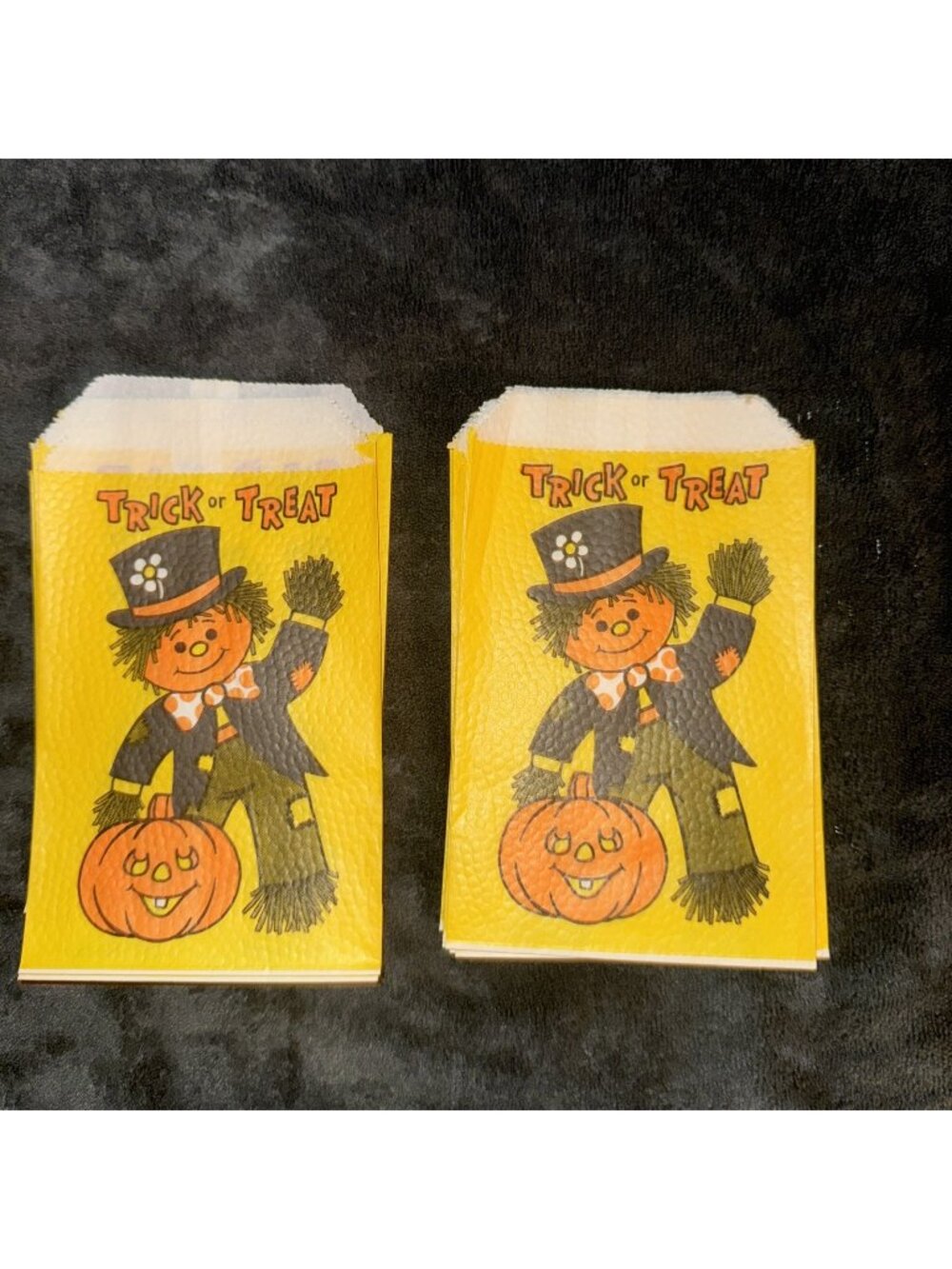 Lot Of 10 Vintage Scarecrow Pumpkin  Halloween Trick Treat Bags 1980s Ephemera